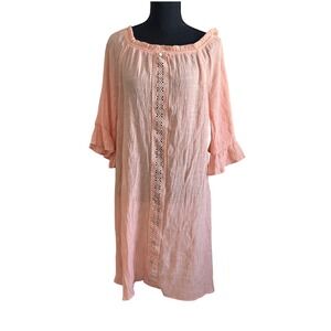 Naif Womens Gauze Boho Mini Dress Size Large Lace Peasant Ethereal Lightweight